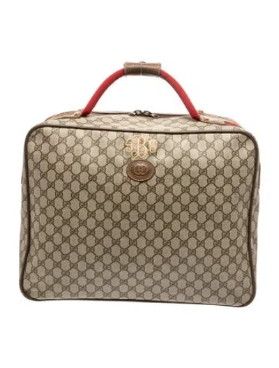 Pre-owned Gucci Gg Supreme Suitcase Vintage In Neutral