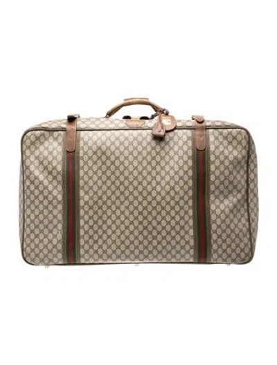 Pre-owned Gucci Gg Supreme Suitcase Vintage In Neutrals