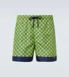 Gucci Printed Poplin Tech Swim Shorts In Green