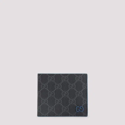 Gucci Blue Interior Gg Bi-fold Wallet In Black
