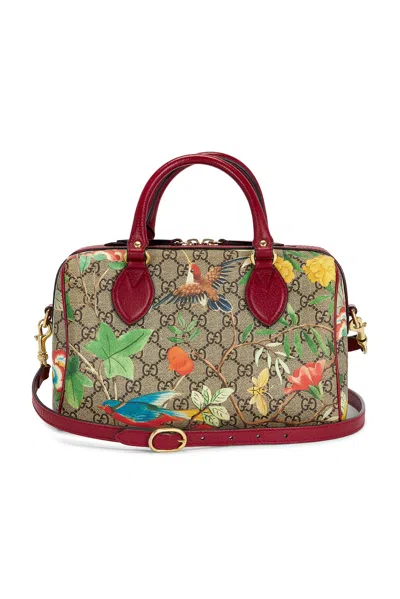 Pre-owned Gucci Gg Supreme Tian Boston Bag In Sand