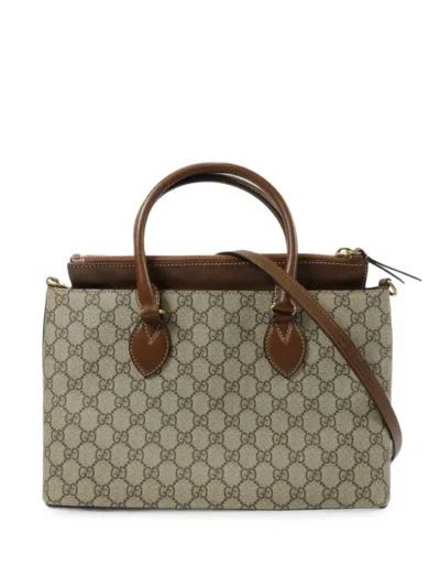 Pre-owned Gucci Gg Supreme Tote Bag In Brown