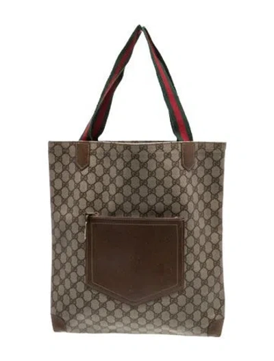 Pre-owned Gucci Gg Supreme Tote Bag Vintage In Neutral