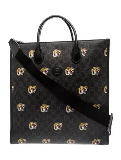 Pre-owned Gucci Gg Supreme Tote In Black