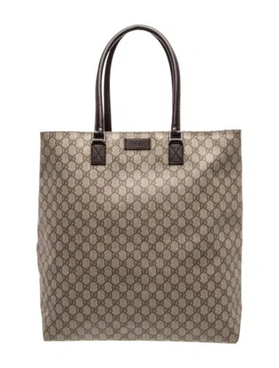 Pre-owned Gucci Gg Supreme Tote In Brown