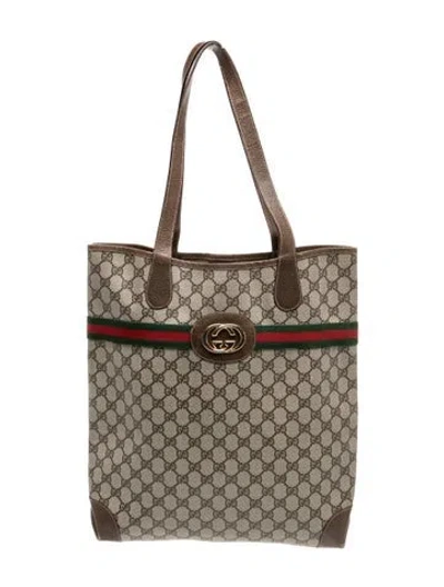 Pre-owned Gucci Gg Supreme Tote In Neutral