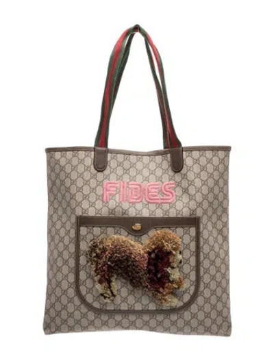 Pre-owned Gucci Gg Supreme Tote In Neutral
