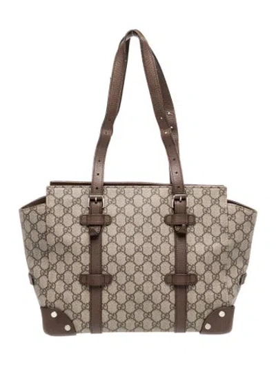 Pre-owned Gucci Gg Supreme Tote In Neutral