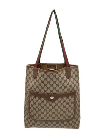 Pre-owned Gucci Gg Supreme Tote In Neutral