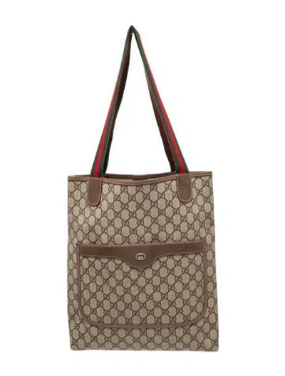 Pre-owned Gucci Gg Supreme Tote Vintage In Brown