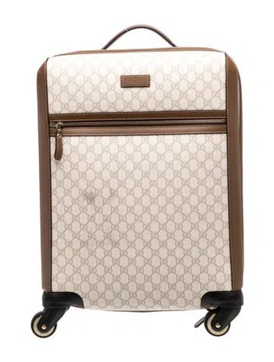 Pre-owned Gucci Gg Supreme Trolley Suitcase In Brown