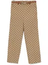 Gucci Tailored Pants With Distinctive Logo Pattern In Brown
