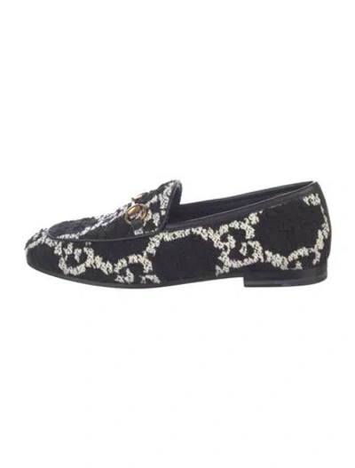 Pre-owned Gucci Gg Supreme Tweed Loafers In Black