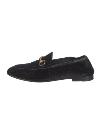 Pre-owned Gucci Gg Supreme Velvet Loafers In Black