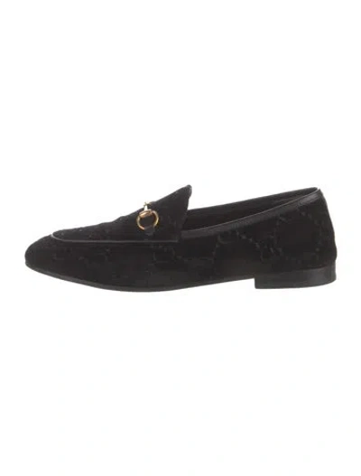 Pre-owned Gucci Gg Supreme Velvet Loafers In Black