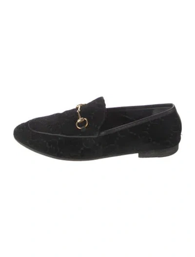 Pre-owned Gucci Gg Supreme Velvet Loafers In Black