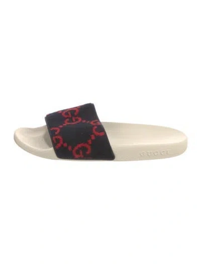 Pre-owned Gucci Gg Supreme Velvet Slides In Blue