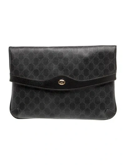 Pre-owned Gucci Gg Supreme Vintage Gg Supreme Clutch In Black