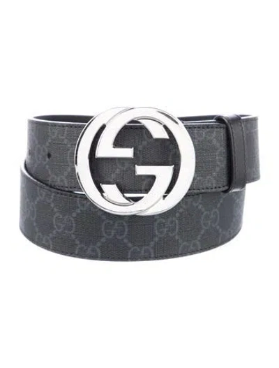 Pre-owned Gucci Gg Supreme Waist Belt In Gray