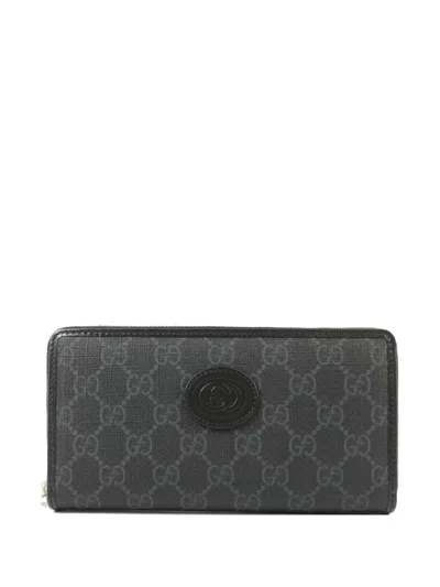 Pre-owned Gucci Gg Supreme Wallet In Black