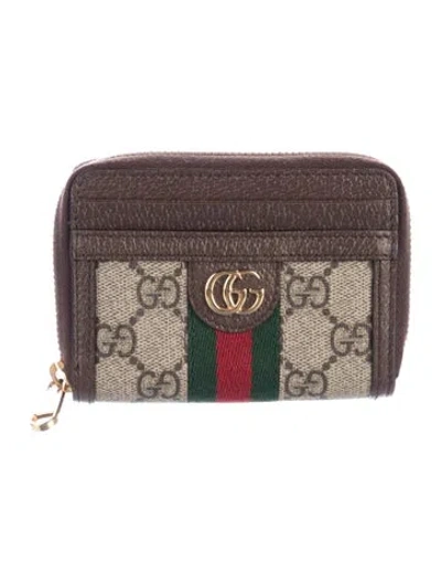 Pre-owned Gucci Gg Supreme Wallet In Brown