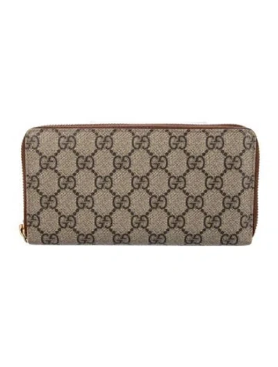 Pre-owned Gucci Gg Supreme Wallet In Neutral
