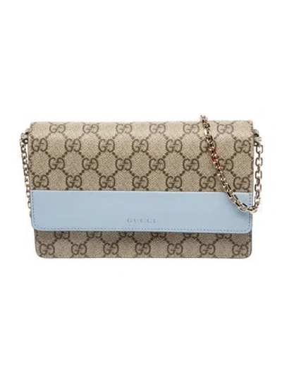Pre-owned Gucci Gg Supreme Wallet On A Chain W/ Tags In Brown