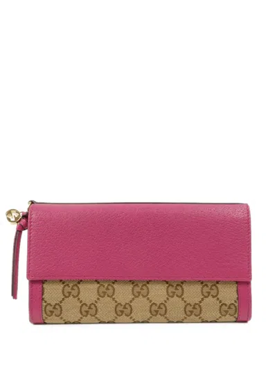 Pre-owned Gucci Gg Supreme Wallet In Pink