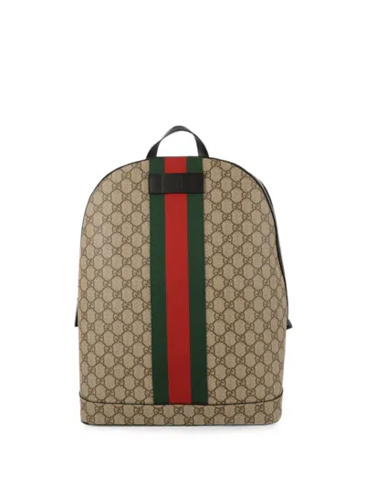 Pre-owned Gucci Gg Supreme Web Backpack In Neutral