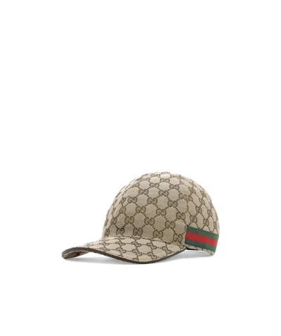 Gucci Gg Supreme Web Baseball Hat In Brown