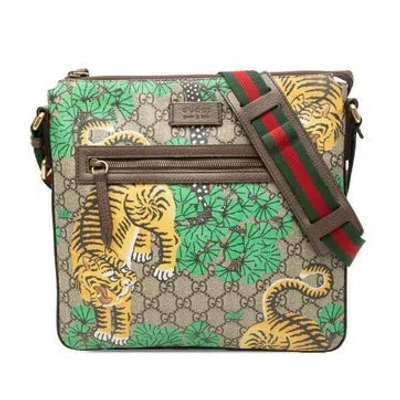 Pre-owned Gucci Gg Supreme Web Bengal Crossbody In White