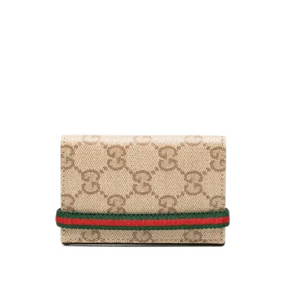 Gucci Gg Supreme Web Cardholder In Neutrals