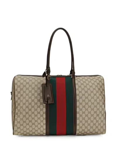 Gucci Gg Supreme Web Stripe Shoulder Bag In Red