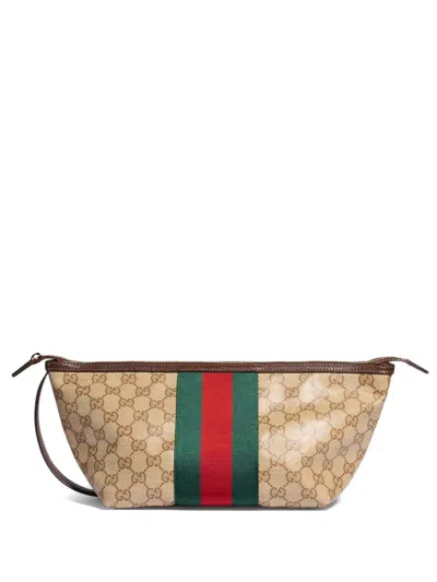 Gucci Gg Supreme Web Stripe Tote Bag In Nude