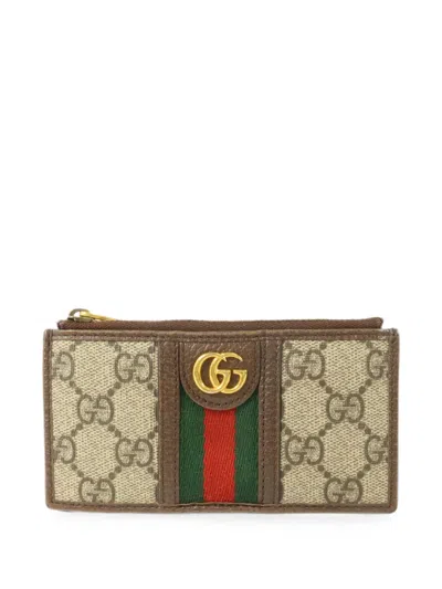 Pre-owned Gucci Gg Supreme Web Wallet In Neutral