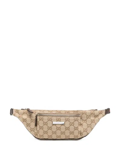 Gucci Gg Supreme Web-stripe Belt Bag In Brown