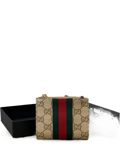 Gucci Gg Supreme Web-stripe Wallet In Neutral