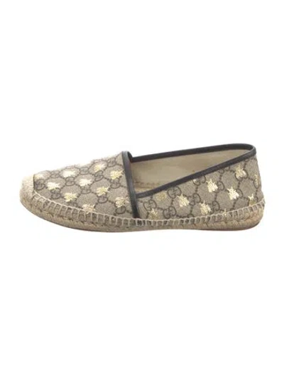 Pre-owned Gucci Gg Supreme Whipstitch Trim Espadrilles