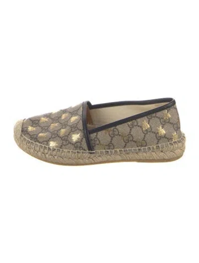 Pre-owned Gucci Gg Supreme Whipstitch Trim Espadrilles In Neutrals