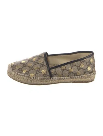 Pre-owned Gucci Gg Supreme Whipstitch Trim Espadrilles In Neutrals