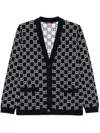 Gucci Black Reversible Cardigan With V Neck In Gg Canvas Woman