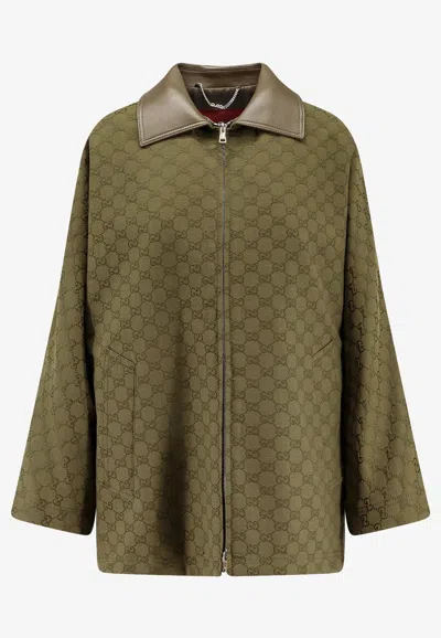Gucci Gg Supreme Zip-up Jacket In Green