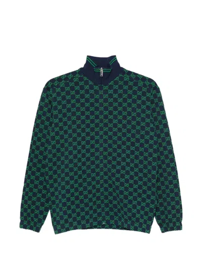 Gucci Kids' Gg Supreme Zip-up Cardigan In Green
