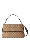 Gucci Beige Shoulder Bag With Shoulder Strap With Web Motif And Logo Lettering On The Rear In Gg Can In Multi