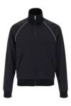 Gucci Navy Blue Gg Nylon And Jersey Zip Jacket In Black