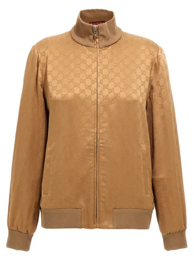 Gucci Gg Jacquard Jacket In Beige