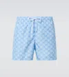 Gucci Striped Swim Shorts Elastic Waistband In Azure/mc