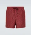 Gucci Gg Print Nylon Swim Short In Burgundy