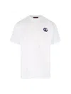 Gucci White Crewneck T-shirt With Double G Logo Embroidery On The Front In Cotton Man
