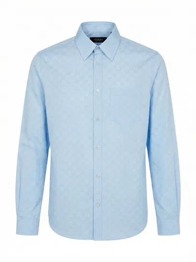 Gucci `gg` Tailored Shirt In Blue